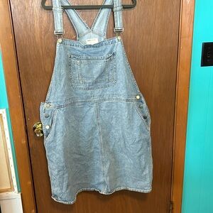 ASOS Curve Plus size light wash denim overalls dress